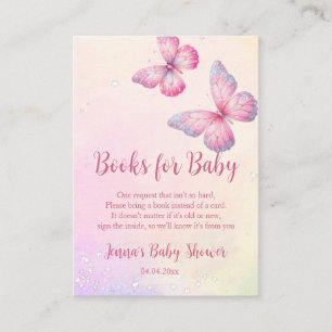 Pink Butterfly QR Code Baby Shower Enclosure Card