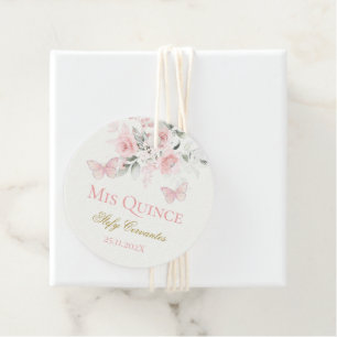 Pink Butterfly Quinceañera Favour Tags