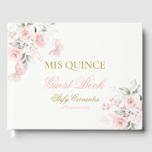 Pink Butterfly Quinceañera Guest Book