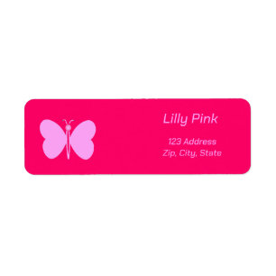 pink butterfly   return address label