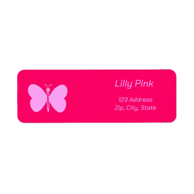 pink butterfly   return address label (Front)