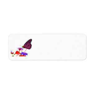 Pink Butterfly Return Address Label