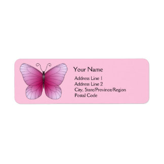 Pink Butterfly Return Address Labels