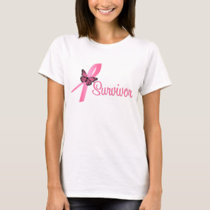 Pink Butterfly Ribbon - Breast Cancer Survivor T-Shirt