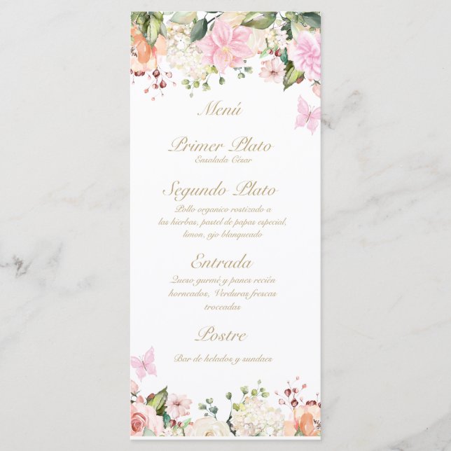 Pink butterfly rose bouquet menu  (Front)