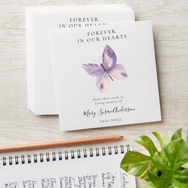 Pink Butterfly Seed Packet Memorial Funeral Envelope (Stacked)