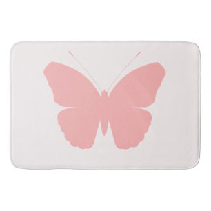 Pink Butterfly Silhouette Design on Light Pink Bath Mat