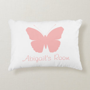 Pink Butterfly Silhouette Design (Personalised) Decorative Cushion