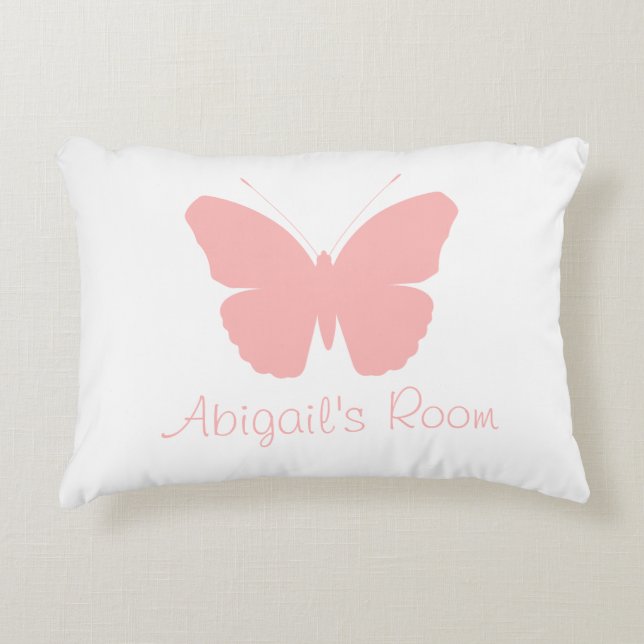 Pink Butterfly Silhouette Design (Personalised) Decorative Cushion (Front)