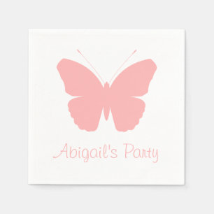 Pink Butterfly Silhouette Design (Personalised) Napkin