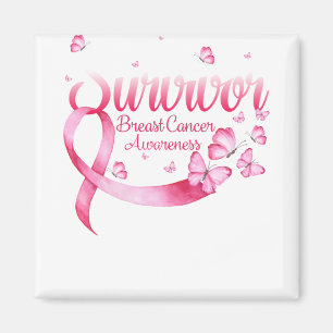 Pink Butterfly Survivor Breast Cancer Awareness Magnet