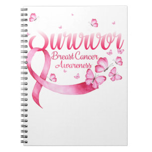 Pink Butterfly Survivor Breast Cancer Awareness Notebook