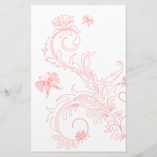 Pink Butterfly Swirls Stationery