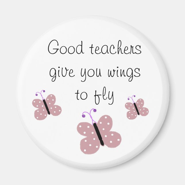 Pink Butterfly Teacher Saying Magnet (Front)