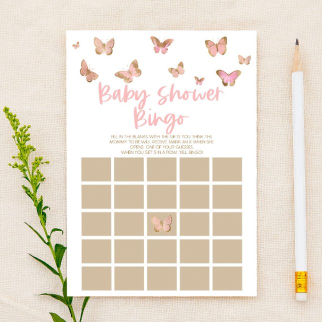 Pink Butterfly Themed Bingo Baby Shower Game Stationery (Creator Uploaded)
