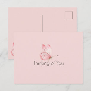 Pink Butterfly Thinking of you Postcard