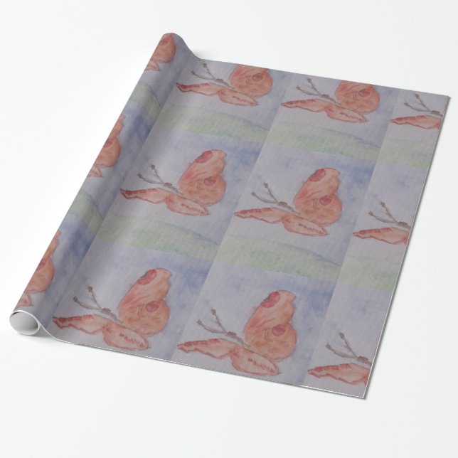 Pink Butterfly Wrapping Paper (Unrolled)