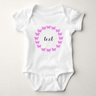 Pink Butterfly Wreath with Customisable Text Baby Bodysuit