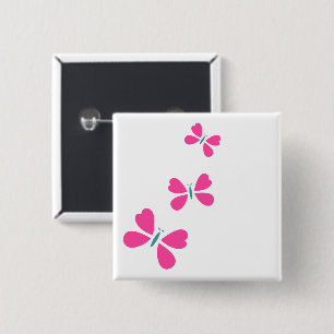 Pink Butterfly's flying 15 Cm Square Badge