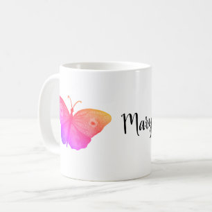 pink butterlies personalised  coffee mug