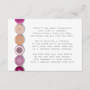 Pink Button Baby Shower Insert Card