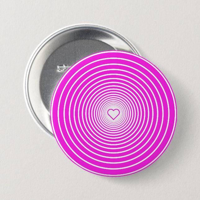 Pink Button with Heart -or Choose Colour (Front & Back)