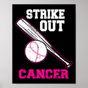 Pink Bysebyll Strike Out Cool Breast Cancer Awaren Poster