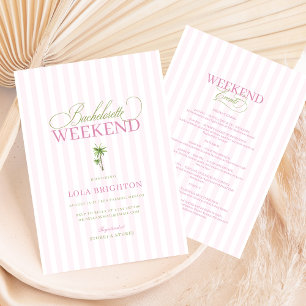 Pink Cabana Stripe Palm Beach Bachelorette Party Invitation