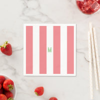 Pink Cabana Stripe & Personalised Green Monogram