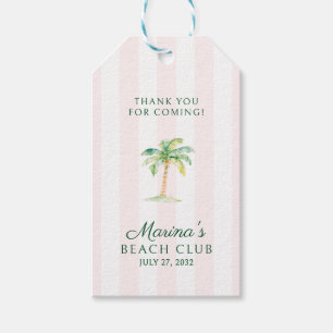 Pink Cabana Stripes Palm Beach Club Thank You Gift Tags