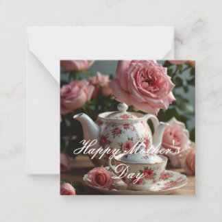 Pink Cabbage Rose Tea Card