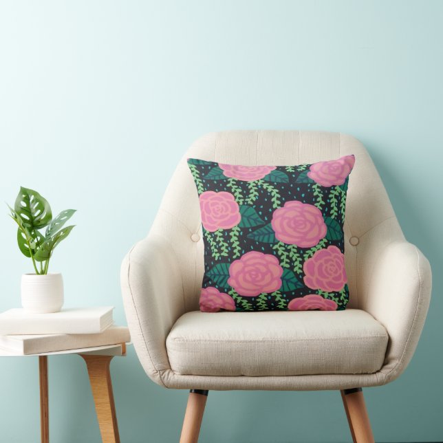 Pink Cabbage Roses  Cushion (Chair)