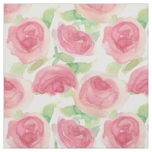 Pink Cabbage Roses English Country Floral  Fabric