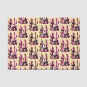 Pink Cacti Batch-Tan Background Tissue Paper