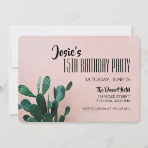 Pink Cactus Birthday Party Invitation