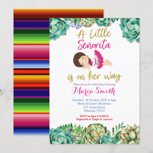 Pink Cactus Fiesta Baby Senorita Baby Shower Invitation
