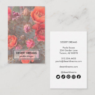 Pink Cactus Flower Desert Garden Photo Travel  Business Card
