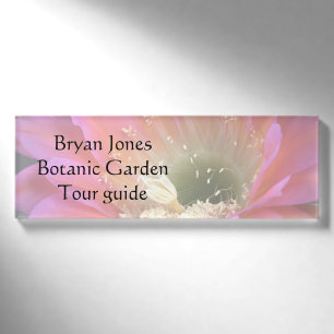 Pink cactus flower in the desert name tag