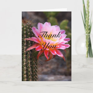 Pink Cactus flower Thank you Card