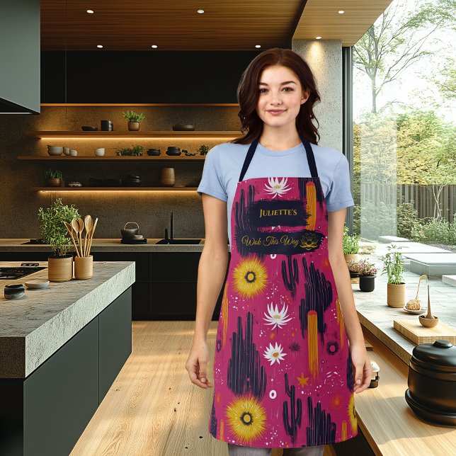 Pink Cactus Flower Zen Kitchen Serenity Apron (Creator Uploaded)