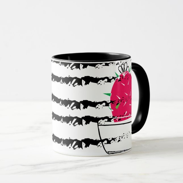 Pink Cactus Monogram striped Mug (Front Right)