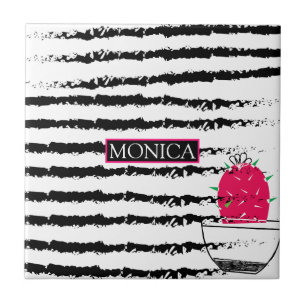 Pink Cactus pattern design Ceramic Tile