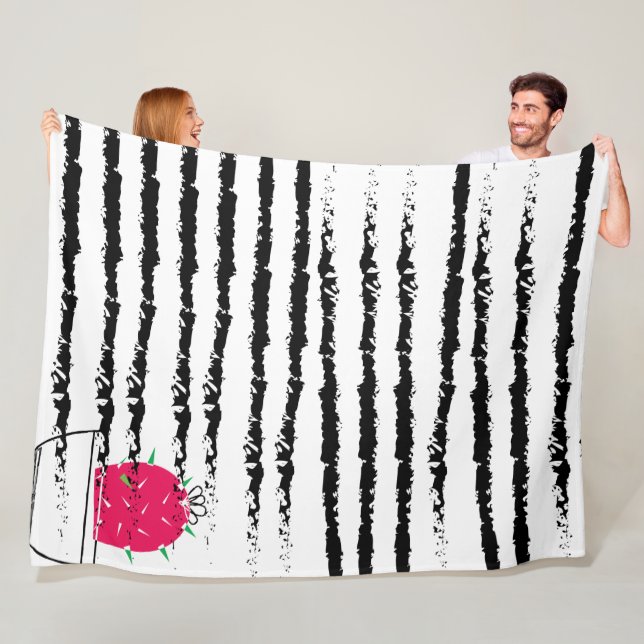Pink Cactus pattern design Fleece Blanket (In Situ)