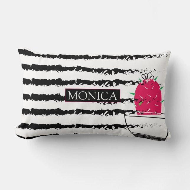 Pink Cactus pattern design Lumbar Cushion (Front)