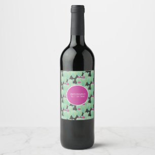 Pink Cactus Pattern  Greenery Thank You Wine Label