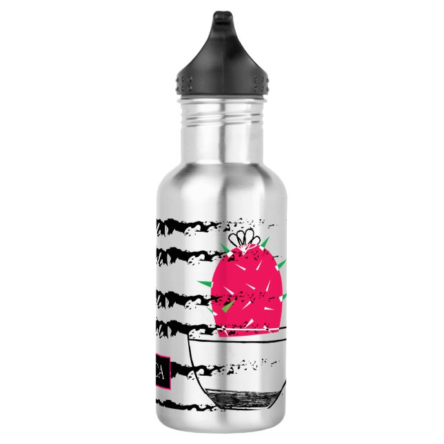 Pink Cactus striped pattern 532 Ml Water Bottle (Right)