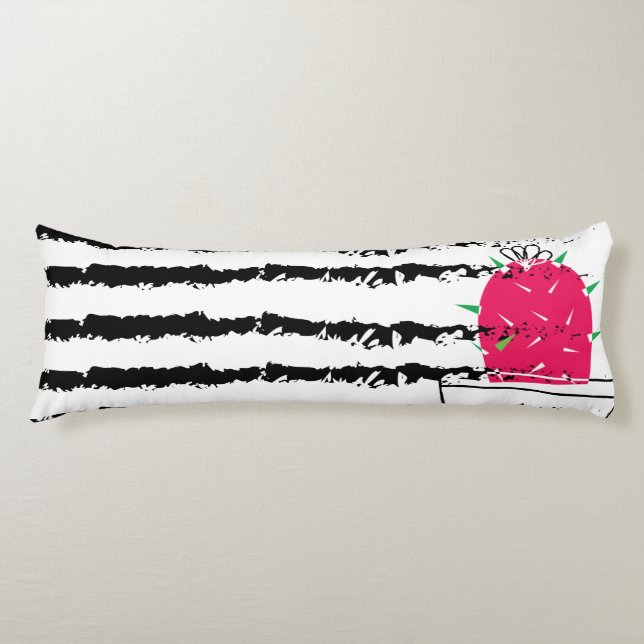 Pink Cactus striped pattern design Body Cushion (Front)