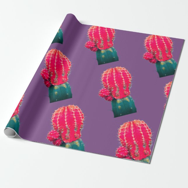 Pink Cactus  Wrapping Paper (Unrolled)