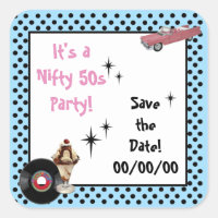Pink Cadillac Save-the-Date Sticker