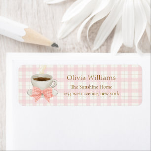 Pink Cafe Bébé Coffee Baby shower Return Address Label